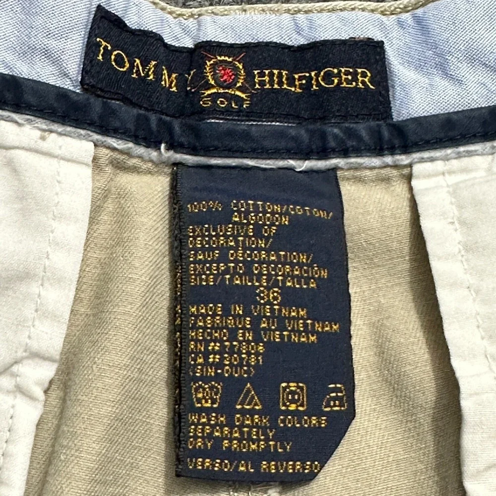 Tommy‎ Hilfiger Golf Shorts Mens Size 36 Beige Cotton Pleated Front High Rise